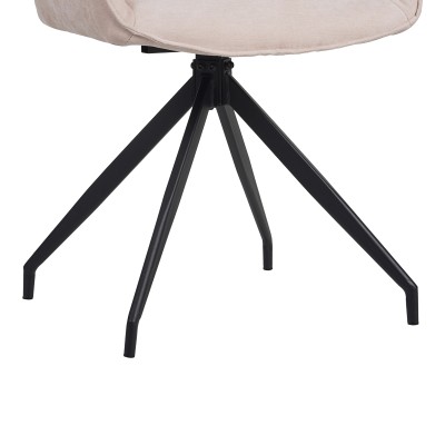 Καρέκλα περιστρεφόμενη Kadeira pakoworld ύφασμα μπεζ με μαύρα μεταλλικά πόδια 57.5x51x89