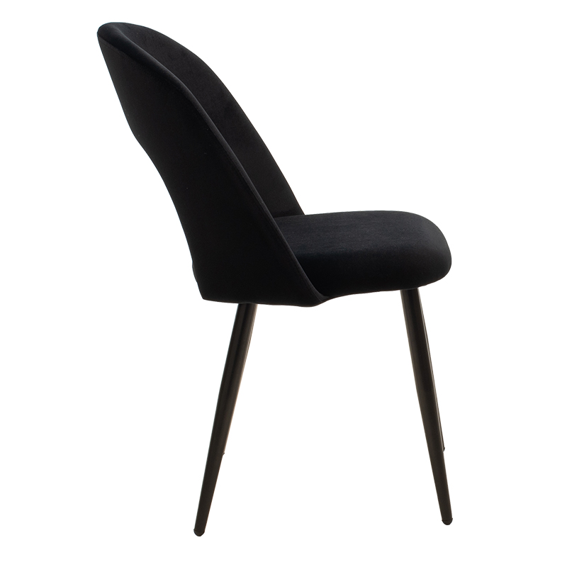 Καρέκλα Jonah pakoworld βελούδο μαύρο-μαύρο πόδι