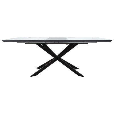 Τραπέζι επεκτεινόμενο Palan pakoworld sintered stone σε όψη μαρμάρου - μαύρο μέταλλο 160-200x80x77εκ