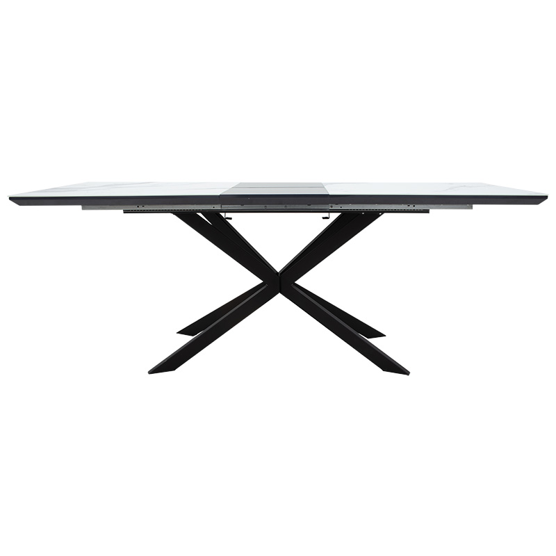 Τραπέζι επεκτεινόμενο Palan pakoworld sintered stone σε όψη μαρμάρου - μαύρο μέταλλο 160-200x80x77εκ