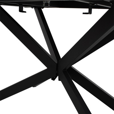 Τραπέζι επεκτεινόμενο Palan pakoworld sintered stone σε όψη μαρμάρου - μαύρο μέταλλο 160-200x80x77εκ