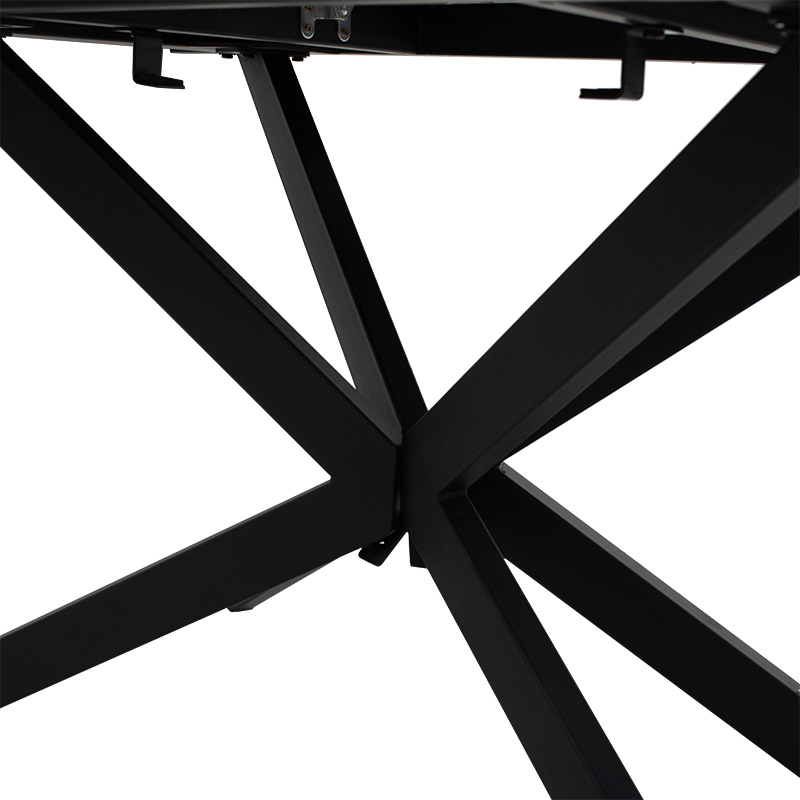 Τραπέζι επεκτεινόμενο Palan pakoworld sintered stone σε όψη μαρμάρου - μαύρο μέταλλο 160-200x80x77εκ