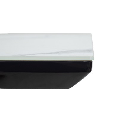 Τραπέζι επεκτεινόμενο Palan pakoworld sintered stone σε όψη μαρμάρου - μαύρο μέταλλο 160-200x80x77εκ