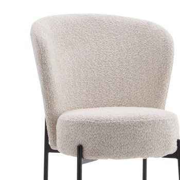 Καρέκλα Houlian pakoworld εκρού ύφασμα-πόδι μαύρο μέταλλο 44x66x89εκ | 2 τμχ