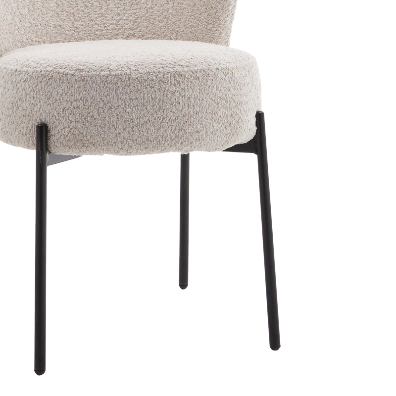 Καρέκλα Houlian pakoworld εκρού ύφασμα-πόδι μαύρο μέταλλο 44x66x89εκ | 2 τμχ