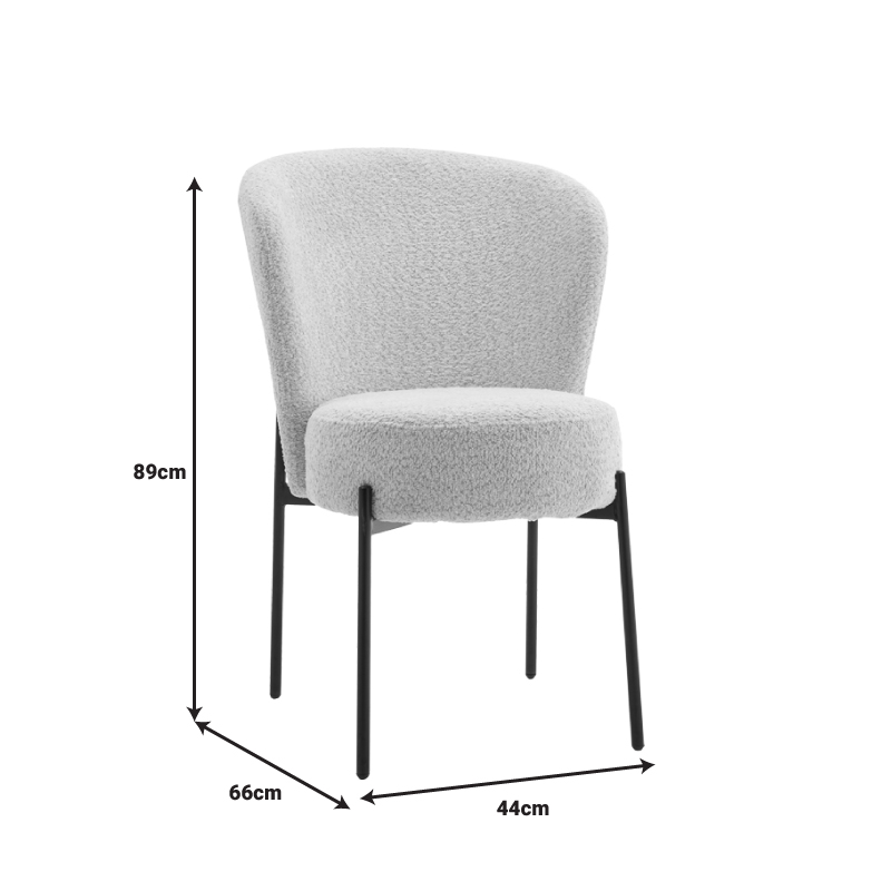 Καρέκλα Houlian pakoworld εκρού ύφασμα-πόδι μαύρο μέταλλο 44x66x89εκ | 2 τμχ