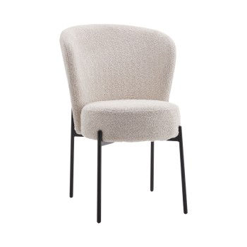 Καρέκλα Houlian pakoworld εκρού ύφασμα-πόδι μαύρο μέταλλο 44x66x89εκ | 2 τμχ