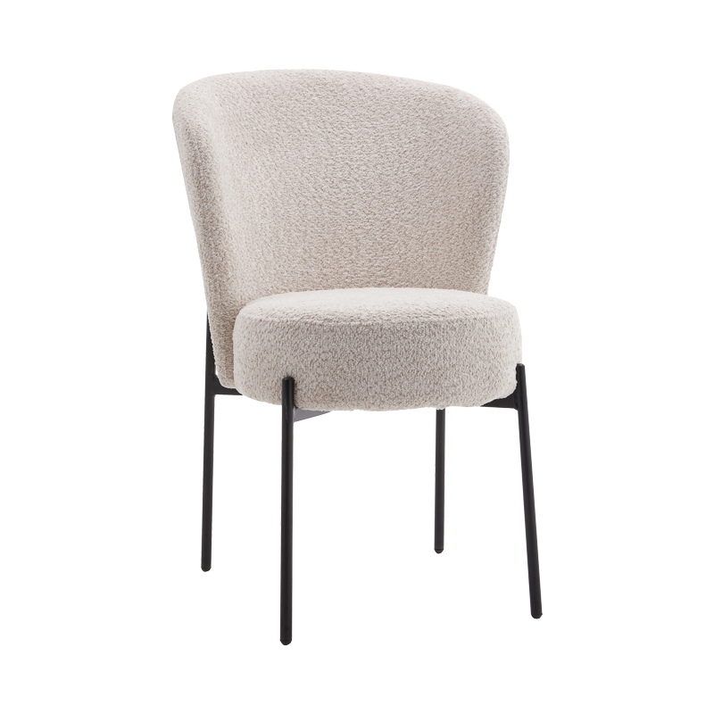 Καρέκλα Houlian pakoworld εκρού ύφασμα-πόδι μαύρο μέταλλο 44x66x89εκ | 2 τμχ