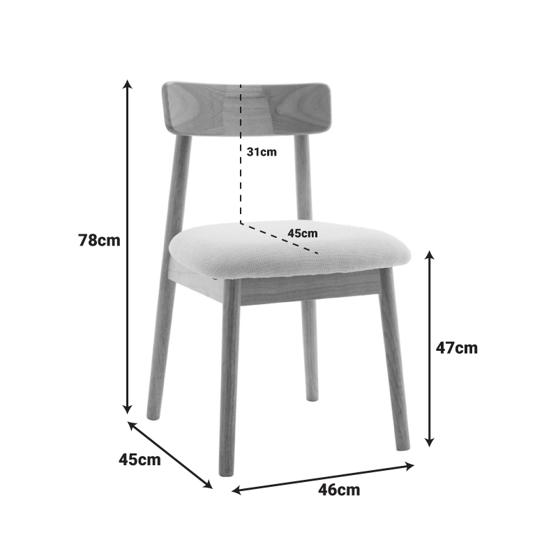 Καρέκλα Tullo pakoworld rubberwood σε φυσική απόχρωση 46x45x78εκ | 4 τμχ