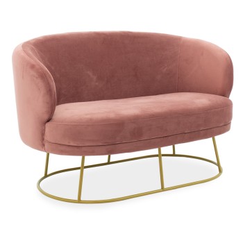 Καναπές 2θέσιος Rony pakoworld βελούδο σάπιο μήλο-χρυσό 132x82x83εκ