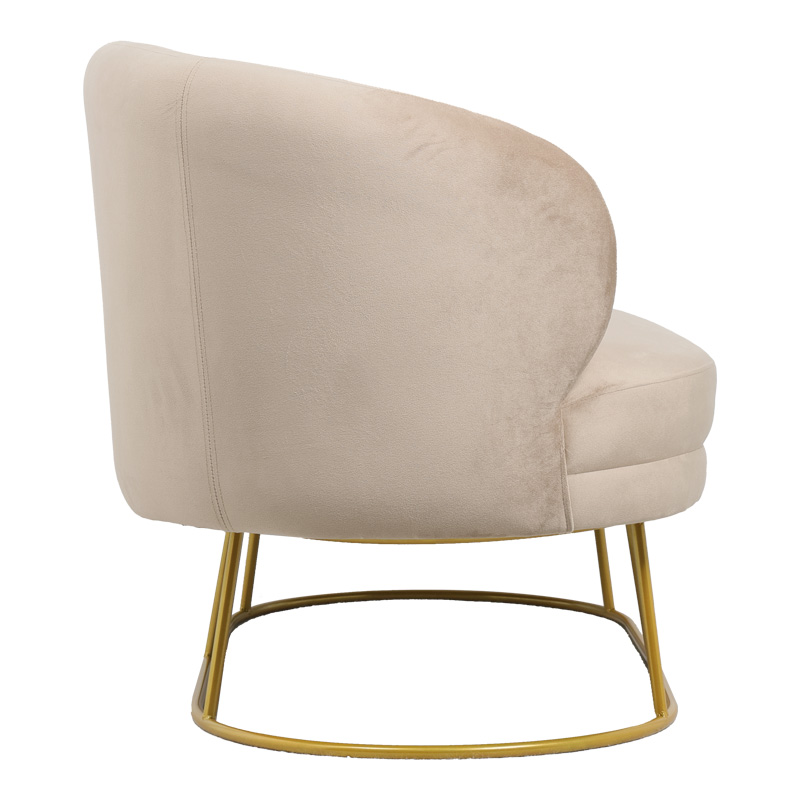 Καναπές διθέσιος Rony pakoworld βελούδο μπεζ-πόδι χρυσό μέταλλο 135x75x85εκ