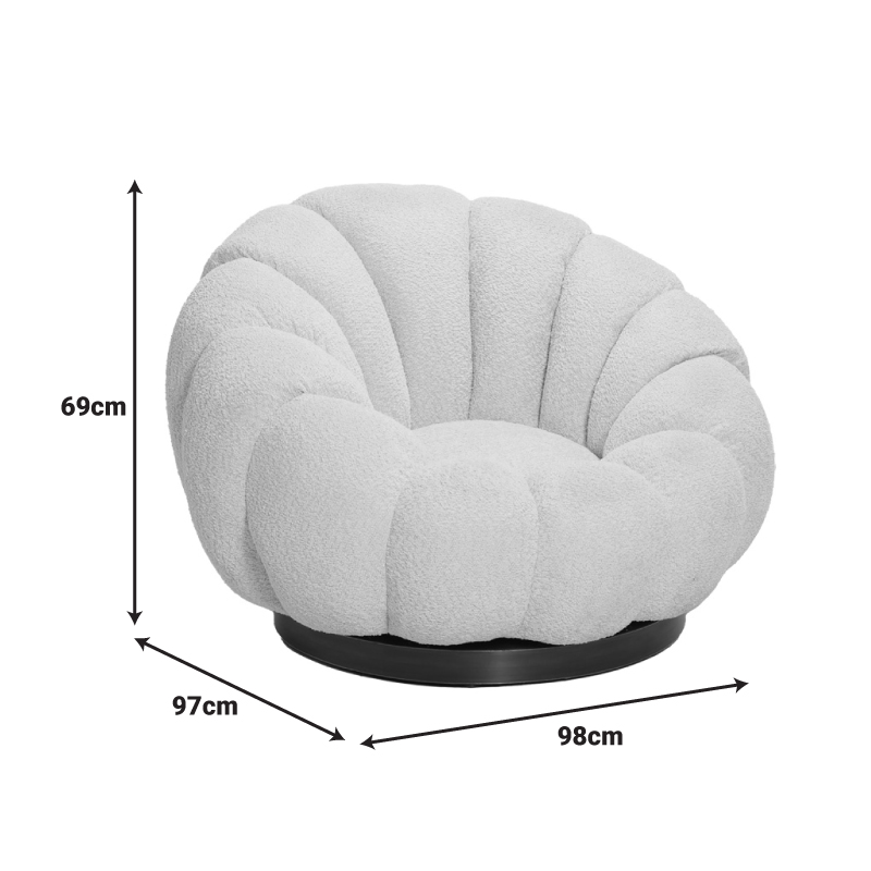 Πολυθρόνα περιστρεφόμενη Nester pakoworld μπουκλέ ύφασμα σε απόχρωση σάπιο μήλο 98x97x69εκ