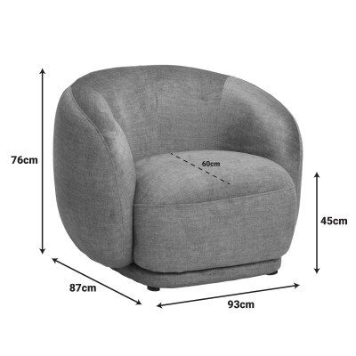 Πολυθρόνα Freya pakoworld ύφασμα σε ανθρακί απόχρωση 93x87x76εκ