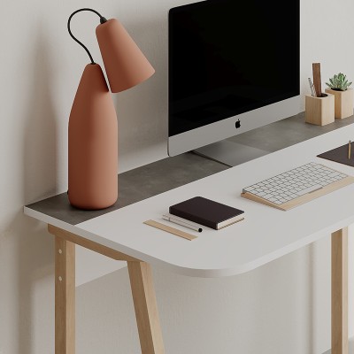 Γραφείο εργασίας Malia pakoworld λευκό-φυσικό-ανθρακί antique 120x60.5x75εκ