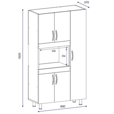 Ντουλάπα κουζίνας Defne pakoworld χρώμα λευκό-καρυδί 89x37.5x160εκ