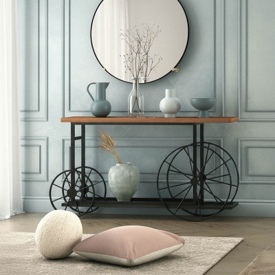 Κονσόλα Bike pakoworld χρώμα μαύρο-καρυδί 148x28x85εκ