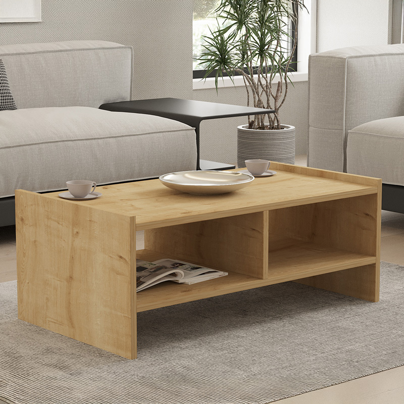 Τραπέζι σαλονιού Tiena pakoworld σε oak απόχρωση 90x50x35εκ