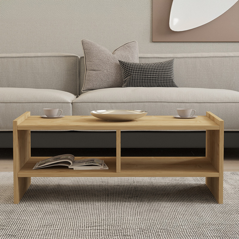 Τραπέζι σαλονιού Tiena pakoworld σε oak απόχρωση 90x50x35εκ