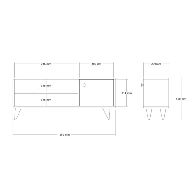 Έπιπλο τηλεόρασης Wison pakoworld σε oak απόχρωση 120x29x50εκ
