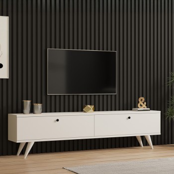 Έπιπλο τηλεόρασης Jate pakoworld σε λευκή απόχρωση 160x25x40εκ
