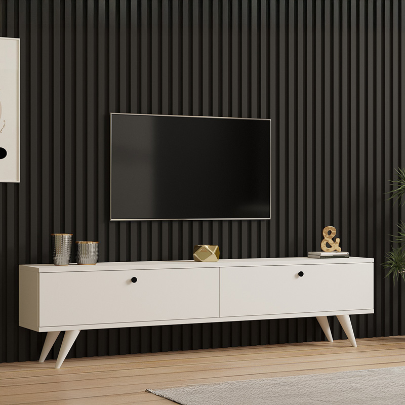 Έπιπλο τηλεόρασης Jate pakoworld σε λευκή απόχρωση 160x25x40εκ