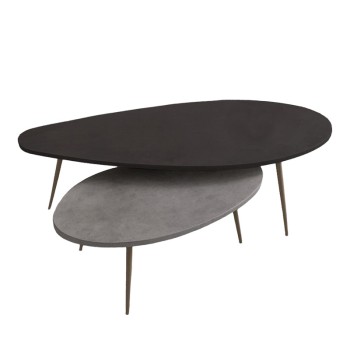 Τραπέζι σαλονιού Monty pakoworld 2 τεμ. σε απόχρωση σε μαύρο-γκρι απόχρωση 116x46x46εκ