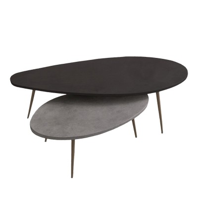 Τραπέζι σαλονιού Monty pakoworld 2 τεμ. σε απόχρωση σε μαύρο-γκρι απόχρωση 116x46x46εκ