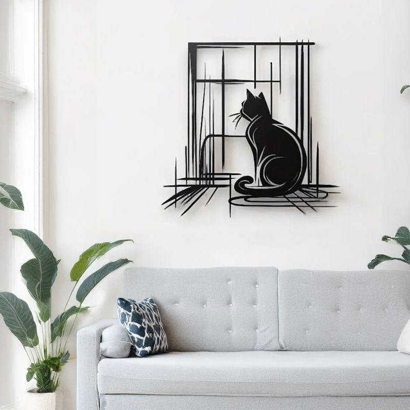 Διακοσμητικό τοίχου Caten pakooworld μαύρο μεταλλικό 50x0,15x50εκ