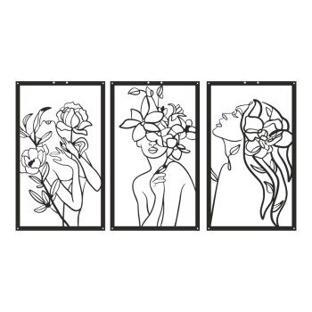 Διακοσμητικό τοίχου Witho pakooworld σετ 3τεμ μαύρο μεταλλικό 30x0,15x50εκ