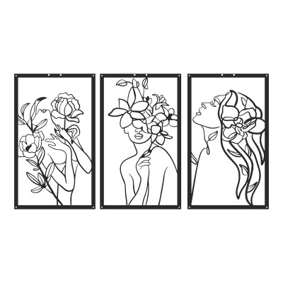 Διακοσμητικό τοίχου Witho pakooworld σετ 3τεμ μαύρο μεταλλικό 30x0,15x50εκ