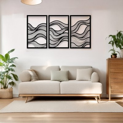 Διακοσμητικό τοίχου Ocena pakooworld σετ 3τεμ μαύρο μεταλλικό 30x0,15x50εκ