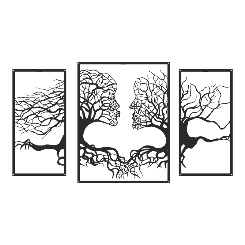 Διακοσμητικό τοίχου Connecto pakooworld σετ 3τεμ μαύρο μεταλλικό