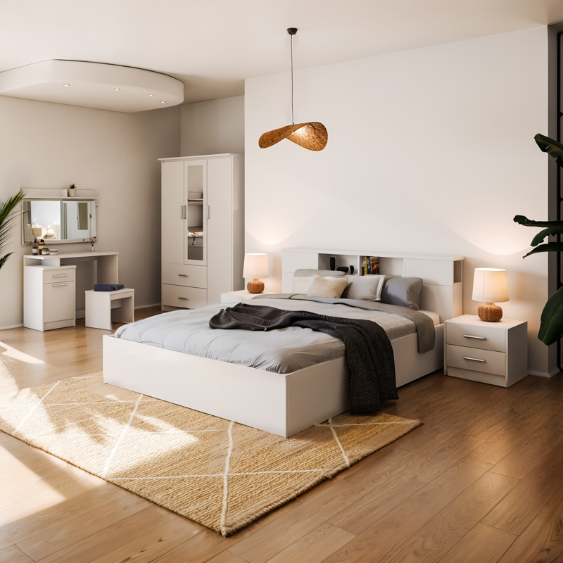 Κομοδίνο OLYMPUS pakoworld με 2 συρτάρια χρώμα σε λευκή απόχρωση 47.5x40.5x40.5εκ