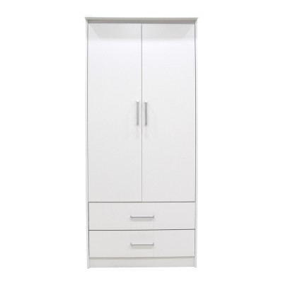 Ντουλάπα ρούχων δίφυλλη OLYMPUS pakoworld σε λευκή απόχρωση 81x57x183εκ