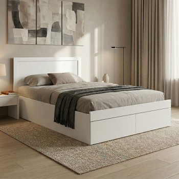 Κρεβάτι Olympus pakoworld με συρτάρι σε λευκή απόχρωση 100x200εκ