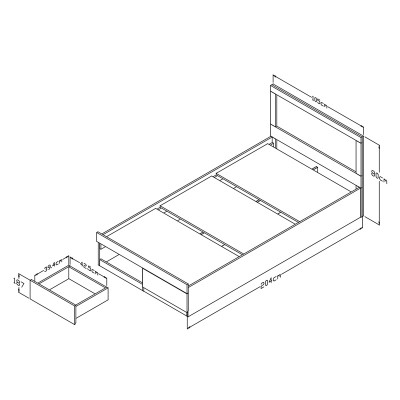 Κρεβάτι Olympus pakoworld με συρτάρι σε λευκή απόχρωση 100x200εκ