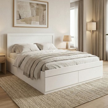 Κρεβάτι Olympus pakoworld με συρτάρι σε λευκή απόχρωση 120x200εκ