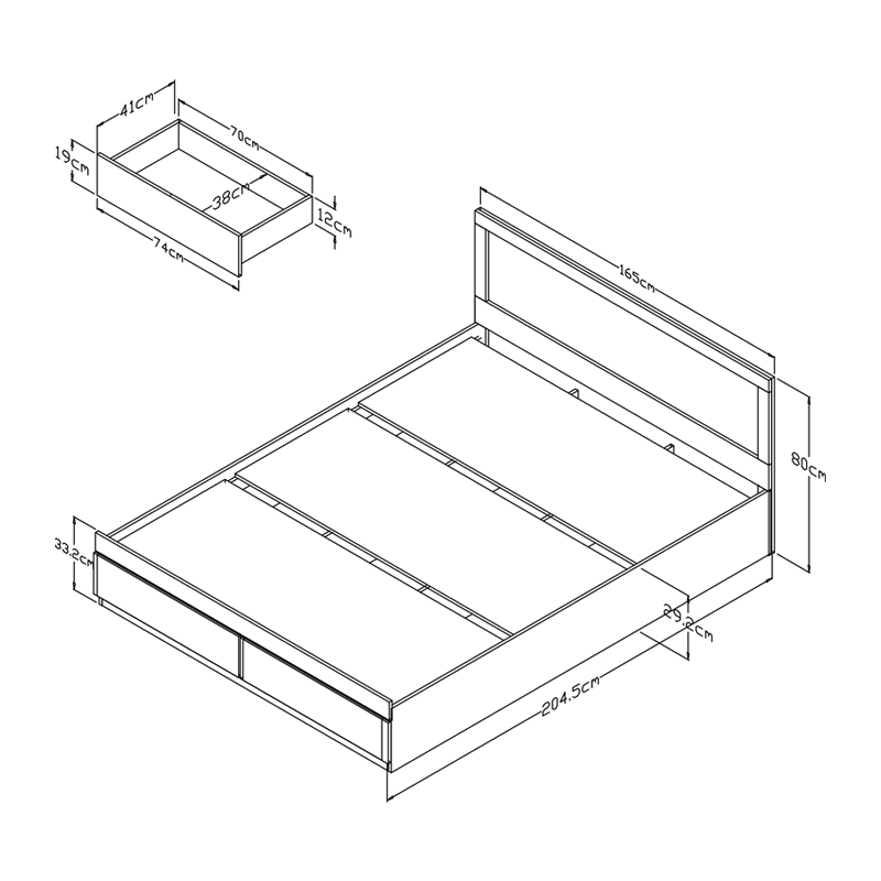 Κρεβάτι Olympus pakoworld με συρτάρι σε λευκή απόχρωση 160x200εκ