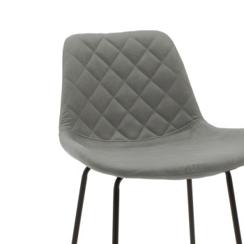 Σκαμπό μπαρ Faith pakoworld αντικέ ανθρακί pu-μαύρο μέταλλο 50x54x104εκ | 2 τμχ