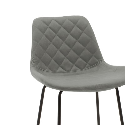 Σκαμπό μπαρ Faith pakoworld αντικέ ανθρακί pu-μαύρο μέταλλο 50x54x104εκ | 2 τμχ