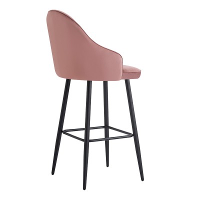 Σκαμπό μπαρ Velva pakoworld βελούδο σε σάπιο μήλο απόχρωση 46x45x113εκ | 2 τμχ