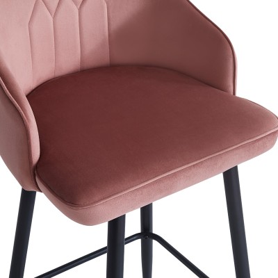 Σκαμπό μπαρ Velva pakoworld βελούδο σε σάπιο μήλο απόχρωση 46x45x113εκ | 2 τμχ