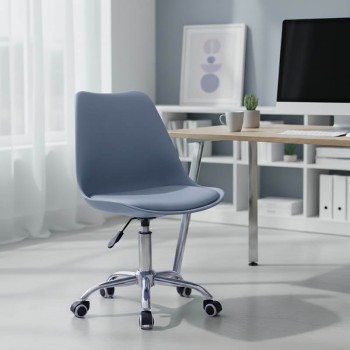 Καρέκλα γραφείου εργασίας Gaston II pakoworld pp-pu σε απόχρωση ανοιχτό μπλε 48x57x77-90εκ