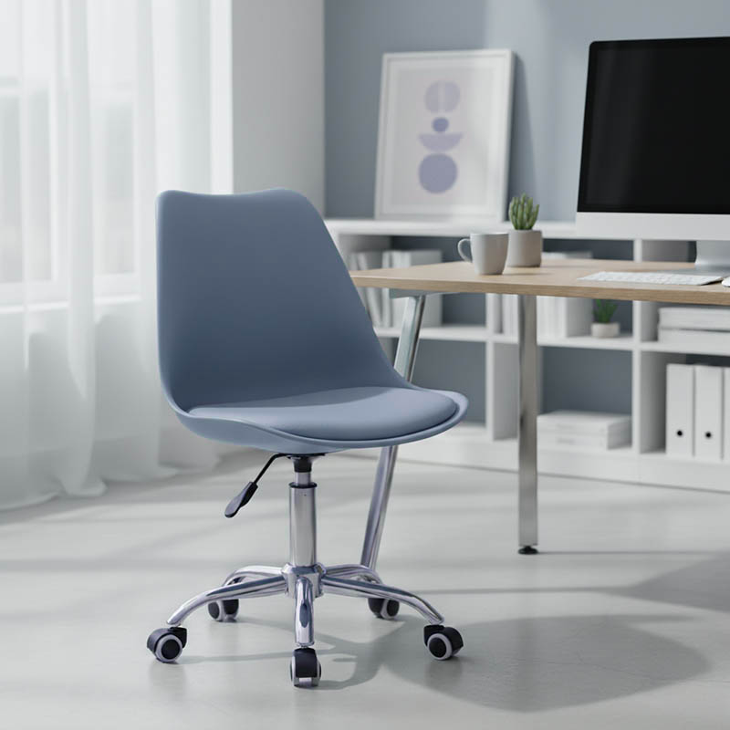 Καρέκλα γραφείου εργασίας Gaston II pakoworld pp-pu σε απόχρωση ανοιχτό μπλε 48x57x77-90εκ