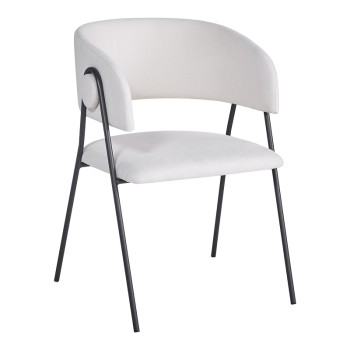 Πολυθρόνα Rachele I pakoworld μπεζ ύφασμα-πόδι μαύρο μέταλλο 52x65x79εκ | 4 τμχ