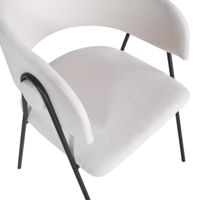 Πολυθρόνα Rachele I pakoworld μπεζ ύφασμα-πόδι μαύρο μέταλλο 52x65x79εκ | 4 τμχ