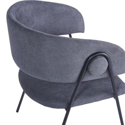 Πολυθρόνα Rachele I pakoworld ανθρακί ύφασμα-πόδι μαύρο μέταλλο 52x65x79εκ | 4 τμχ