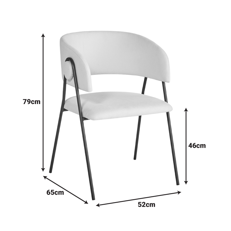 Πολυθρόνα Rachele I pakoworld ανθρακί ύφασμα-πόδι μαύρο μέταλλο 52x65x79εκ | 4 τμχ