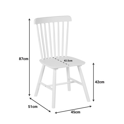 Καρέκλα Melia pakoworld rubberwood σε λευκή απόχρωση 45x51x87εκ | 4 τμχ