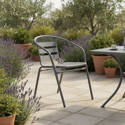 Πολυθρόνα Tade pakoworld μέταλλο ανθρακί 54x58x73εκ